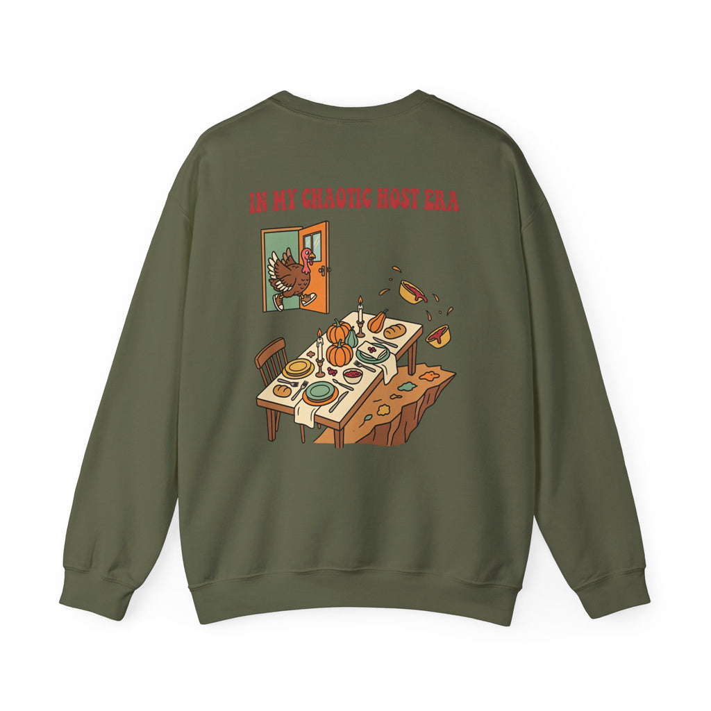 Funny Thanksgiving Host Crewneck Sweatshirt — My Table Seats 6 My Anxiety Seats 12 Gift Pullover