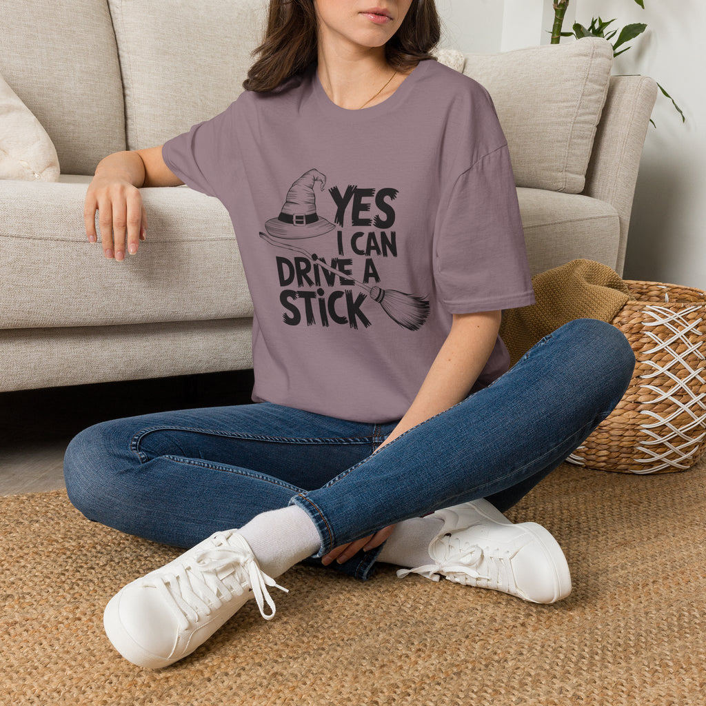 Witch Hat Tee - "Yes I Can Drive a Stick" Halloween T-Shirt
