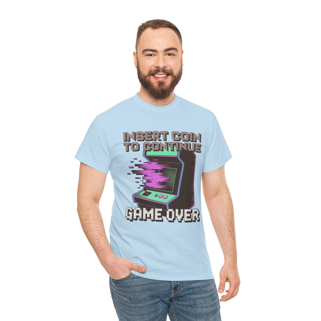 Funny Gamer T-Shirt — Insert Coin to Continue Retro Arcade Gift Tee for Men Women