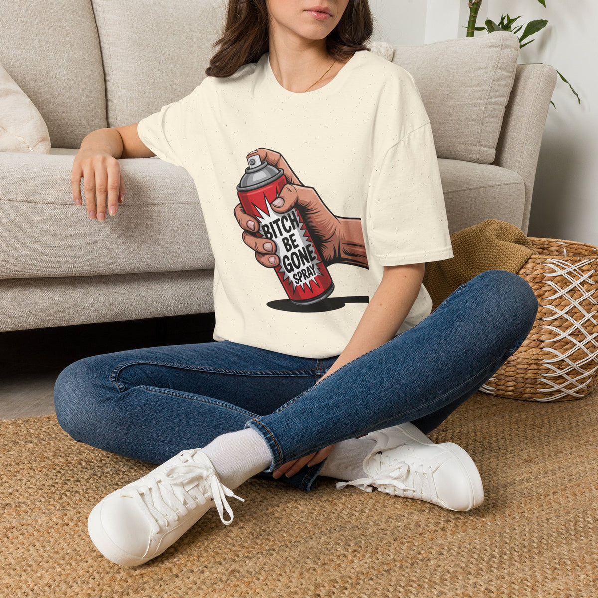 Funny 'Bitch, Be Gone' Spray T-Shirt — Pop Art Spray Can Graphic Tee