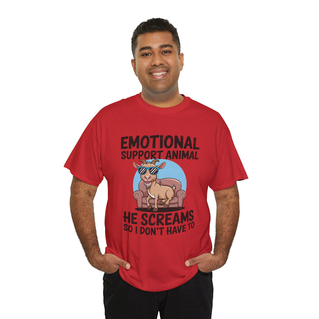 Funny Goat T-Shirt — He Screams So I Don't Have To Emotional Support Animal Gift Tee