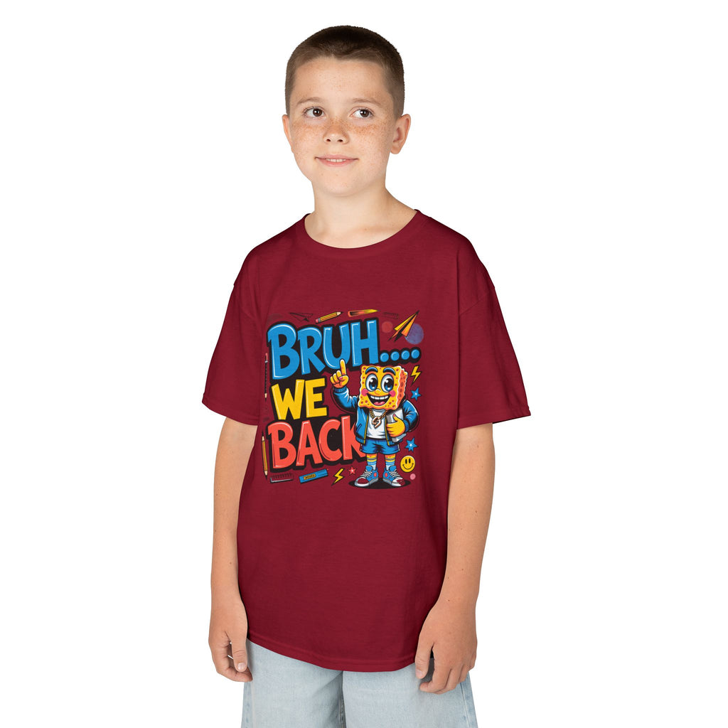 Kids Tee — "Bruh... We Back" Cartoon Sponge Graphic