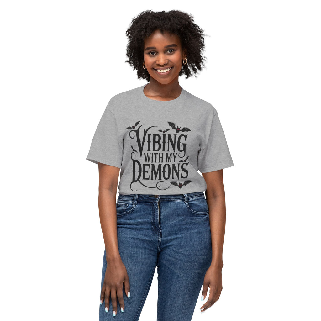 Funny Gothic Halloween T-Shirt — Vibing With My Demons Dark Humor Gift Tee