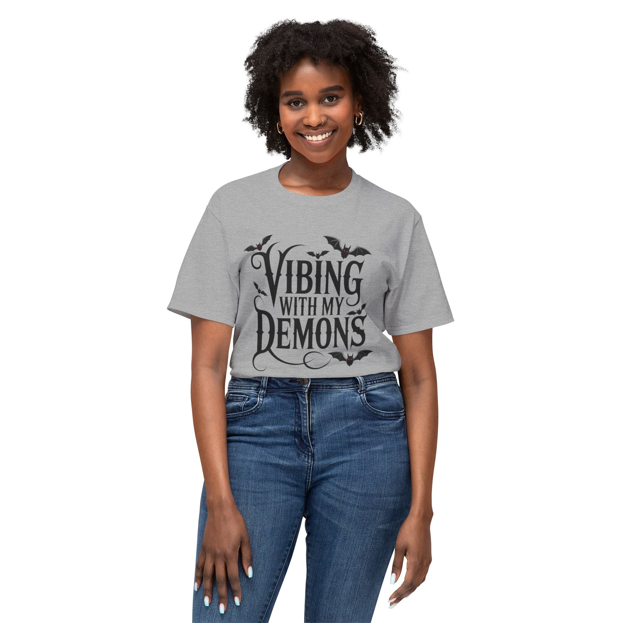 Funny Gothic Halloween T-Shirt — Vibing With My Demons Dark Humor Gift Tee