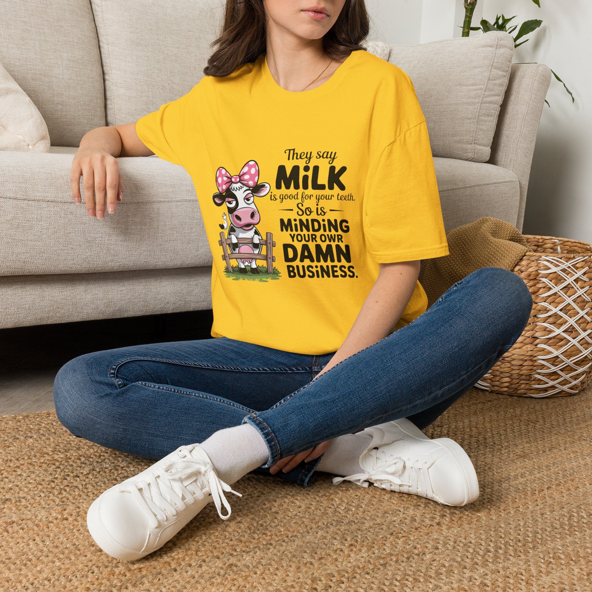 They Say Milk Is Good For Your Teeth - Funny Cow T-Shirt