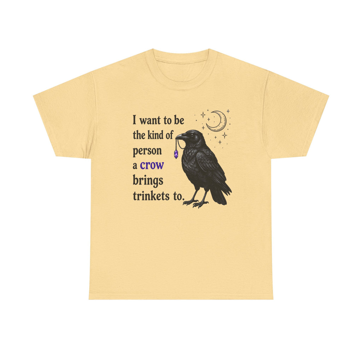 Crow Trinkets T-Shirt — "I want to be the kind of person a crow brings trinkets to"