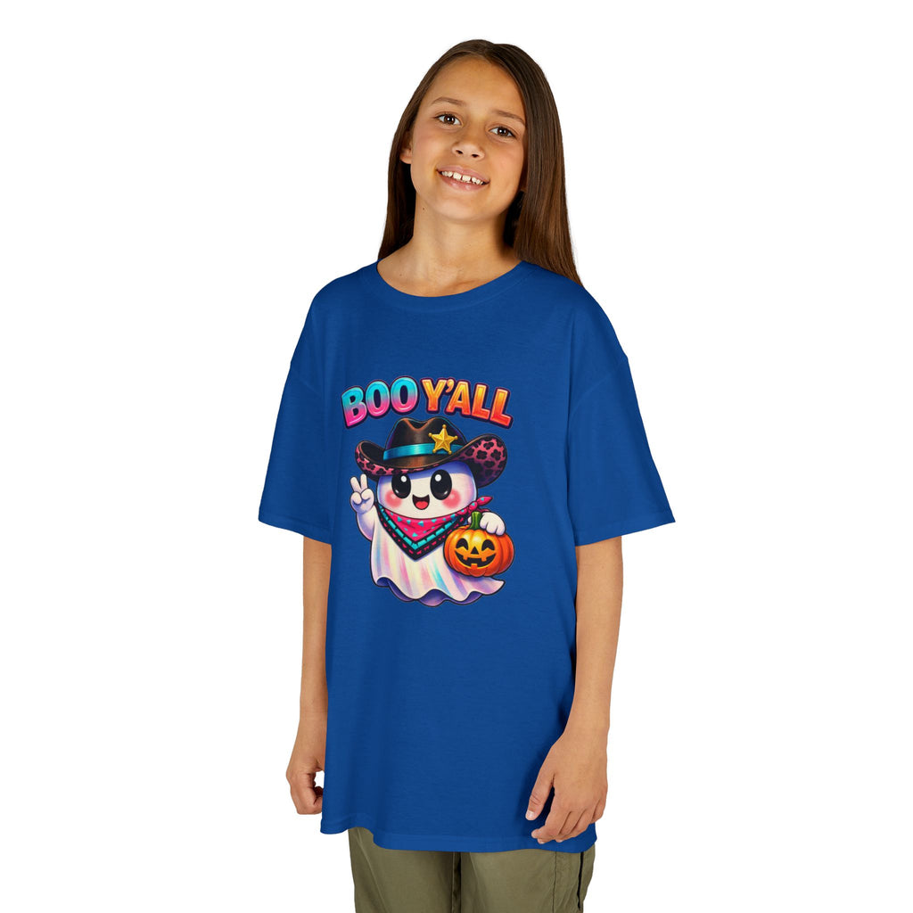 Kids Tee — 'Boo Y'all' Ghost Cowboy Halloween Shirt