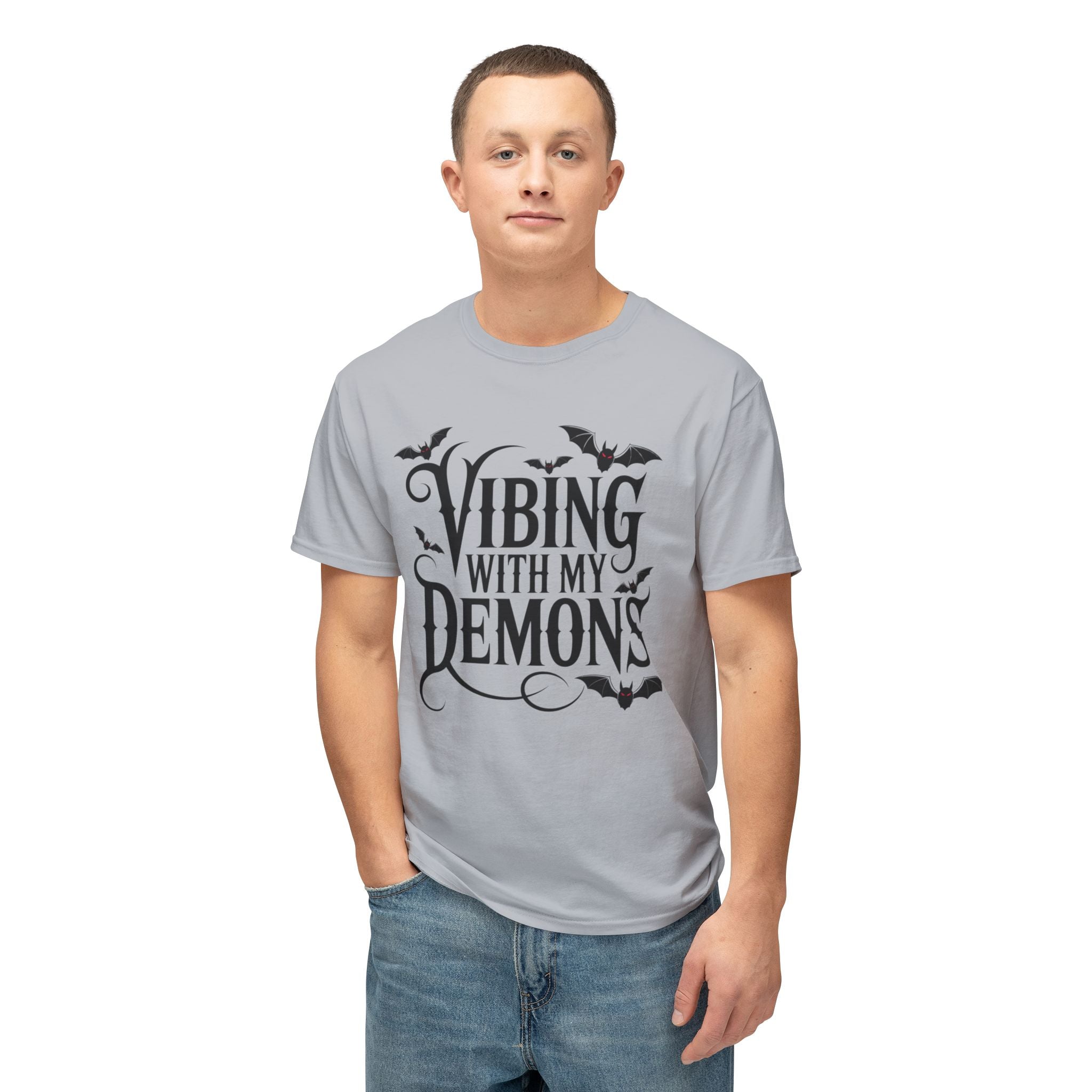 Funny Gothic Halloween T-Shirt — Vibing With My Demons Dark Humor Gift Tee