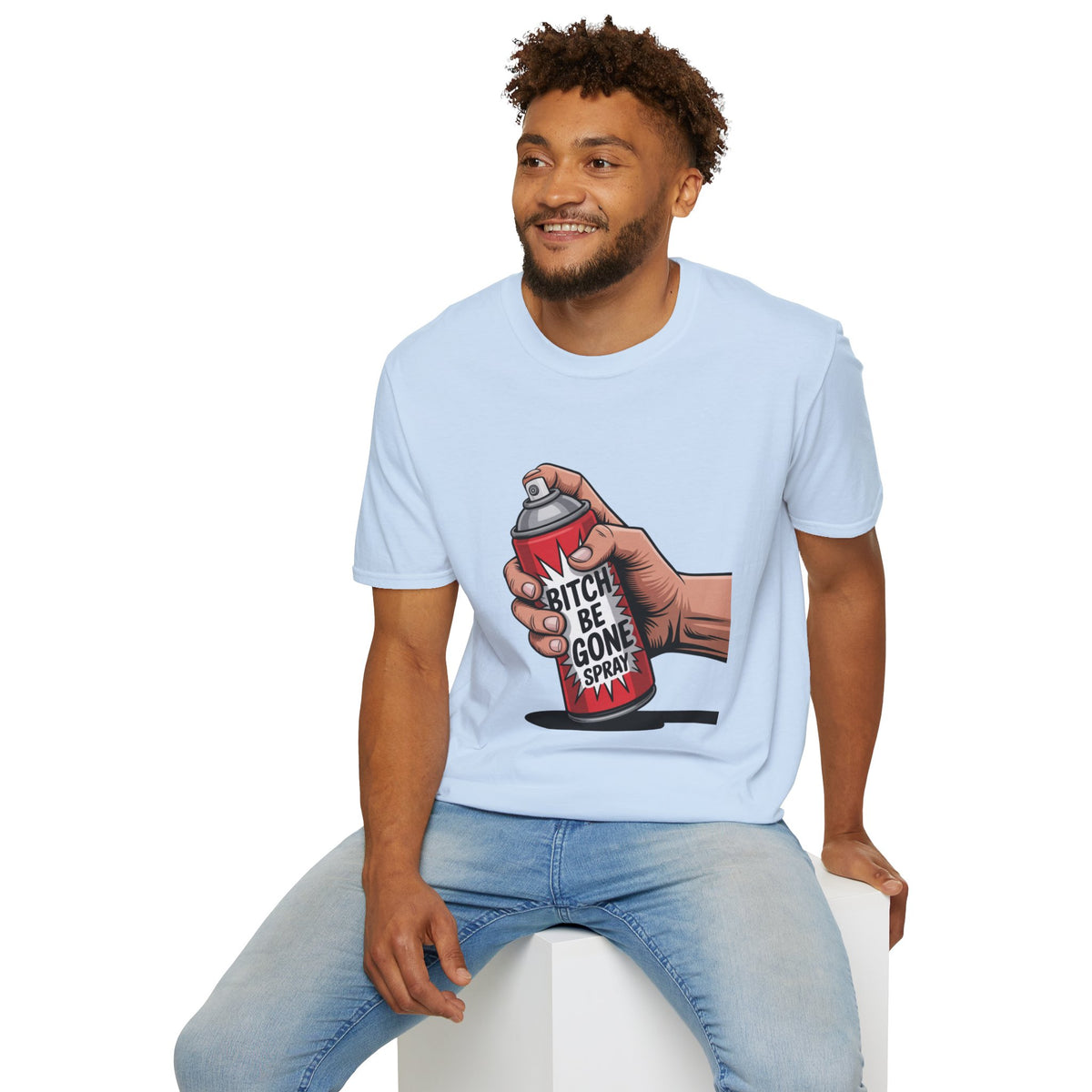 Funny 'Bitch, Be Gone' Spray T-Shirt — Pop Art Spray Can Graphic Tee