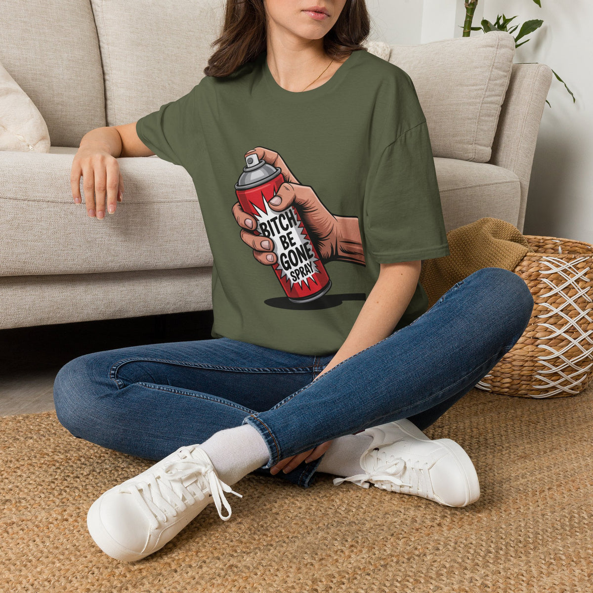 Funny 'Bitch, Be Gone' Spray T-Shirt — Pop Art Spray Can Graphic Tee