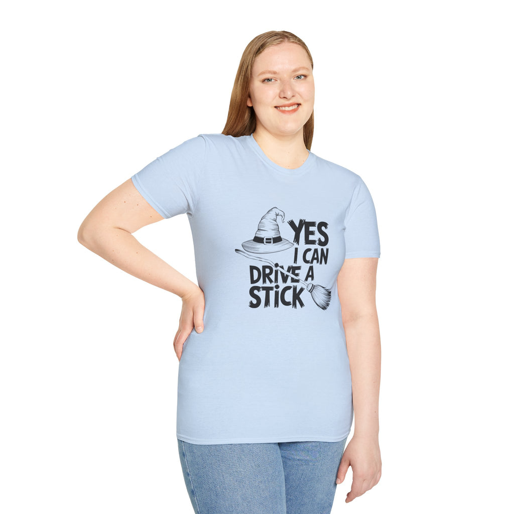 Witch Hat Tee - "Yes I Can Drive a Stick" Halloween T-Shirt
