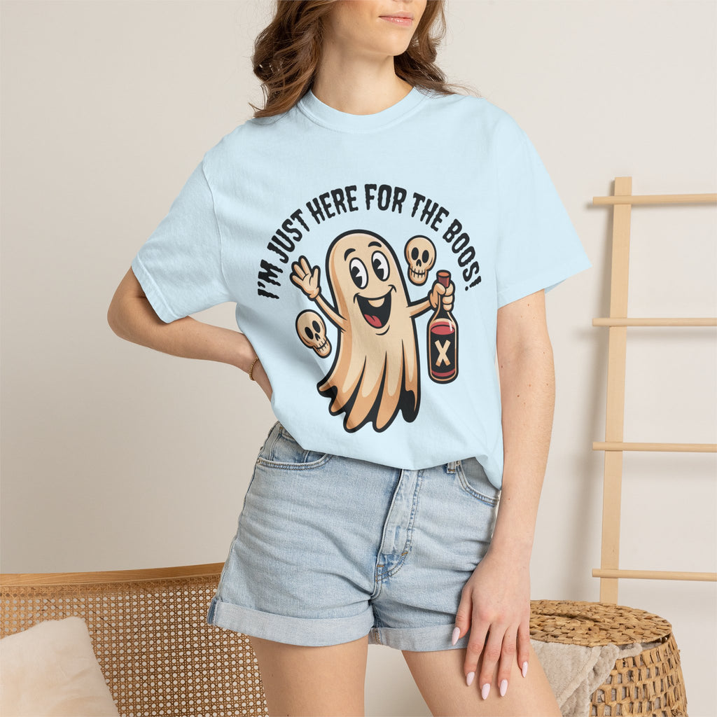 Halloween Ghost T‑Shirt — "I'm Just Here for the Boos!" Funny Party Tee