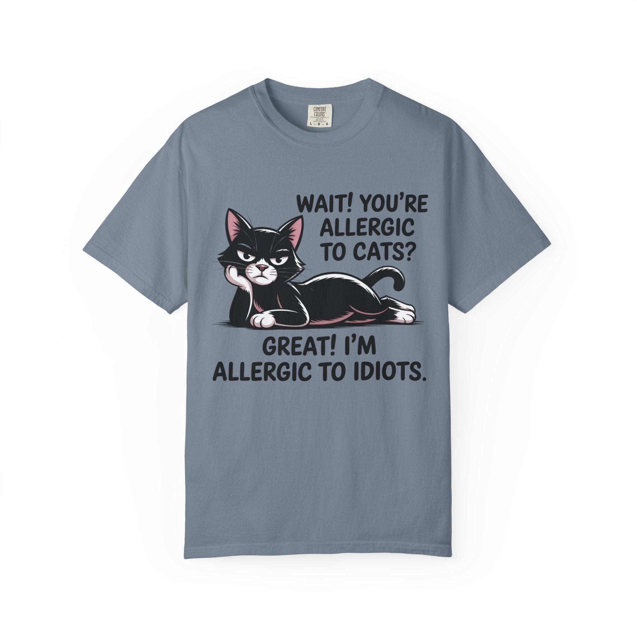 Funny Cat Lover T-Shirt — Allergic to Idiots Humor Gift Tee for Cat Moms