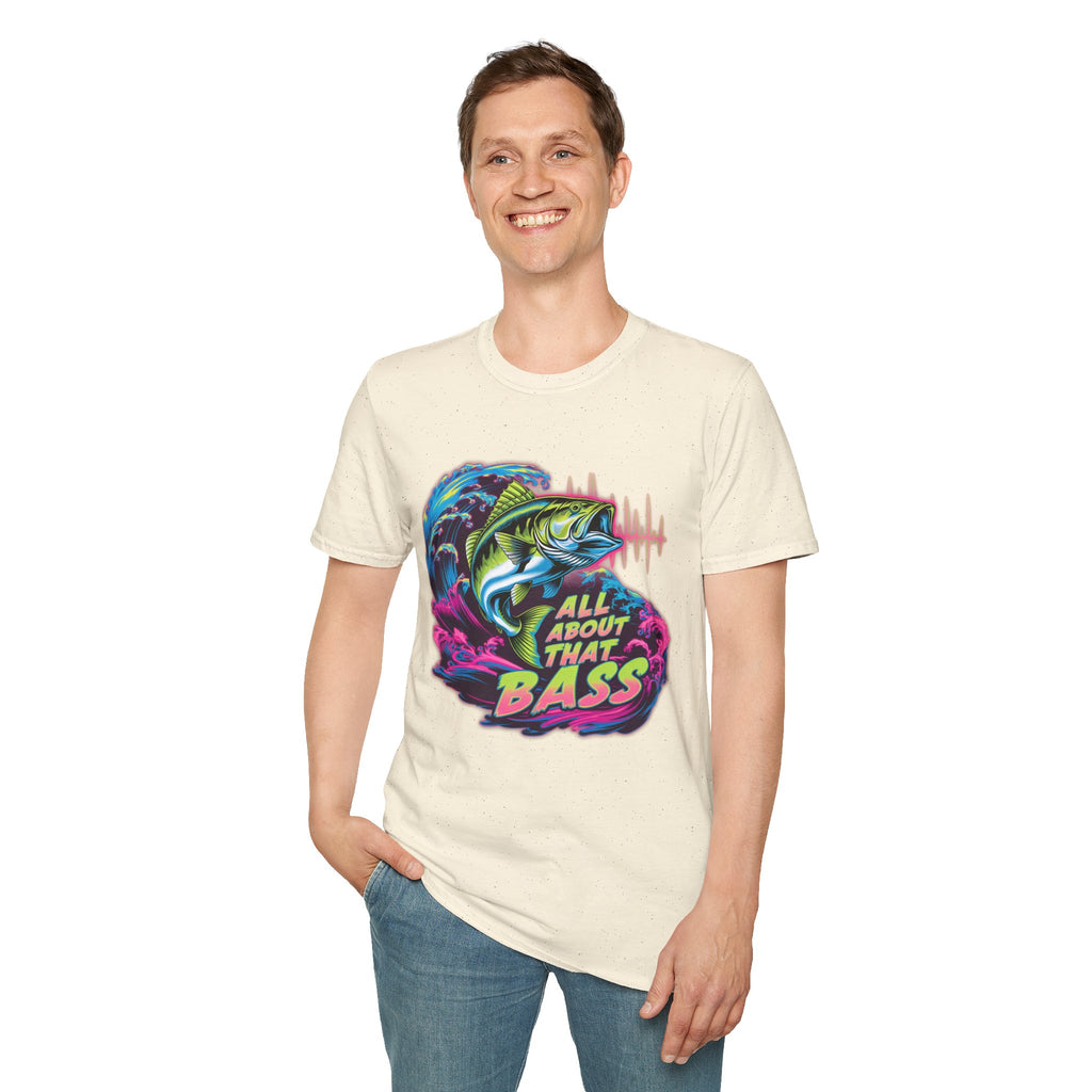 Bass Fishing T-Shirt — "All About That Bass" Retro Wave Graphic