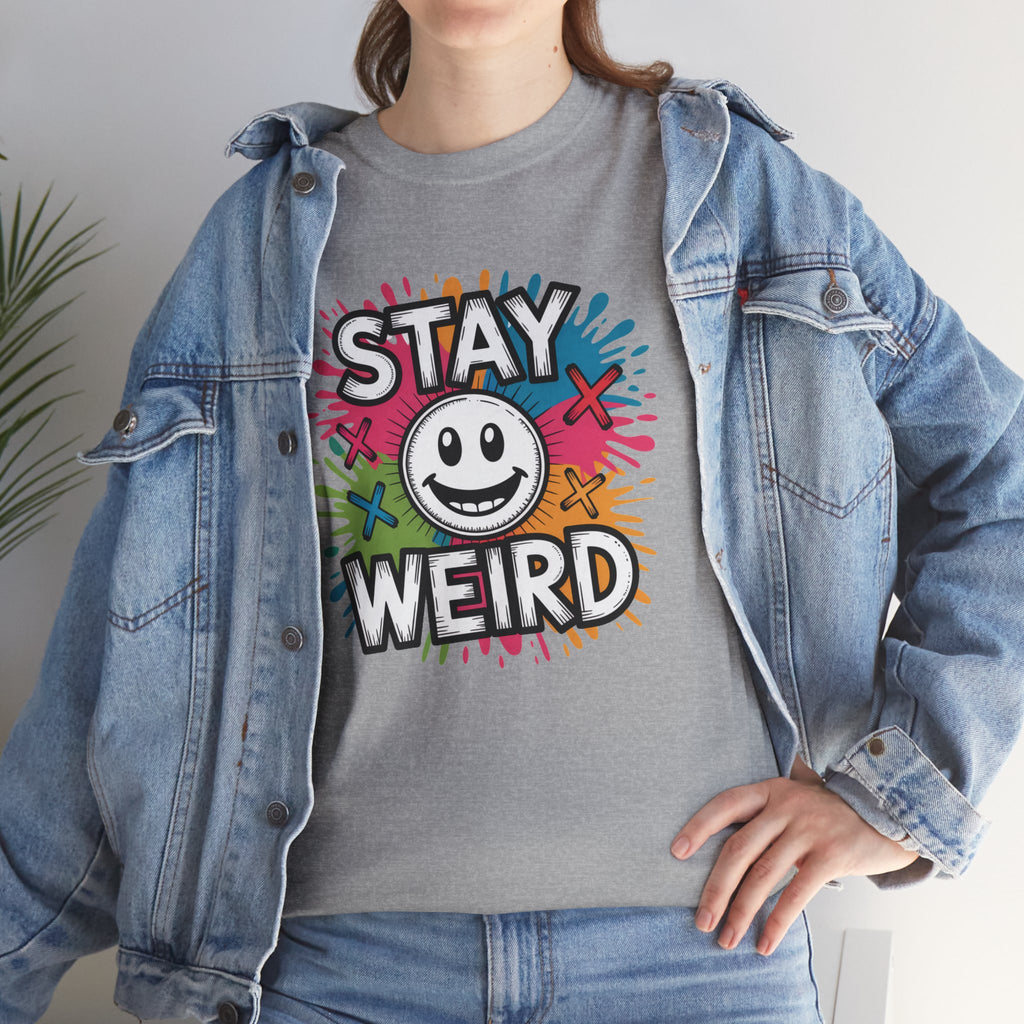 Stay Weird T-Shirt – Colorful Smiley Graphic Tee