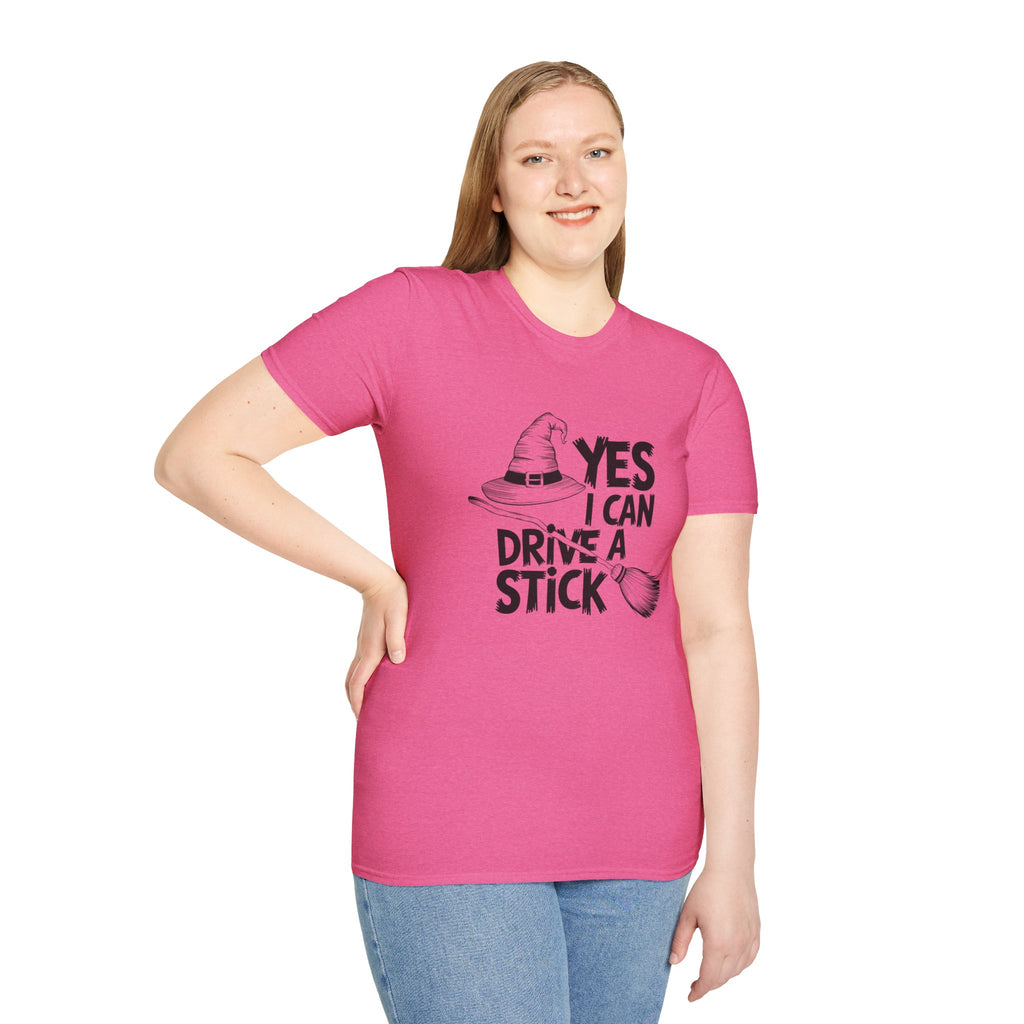 Witch Hat Tee - "Yes I Can Drive a Stick" Halloween T-Shirt