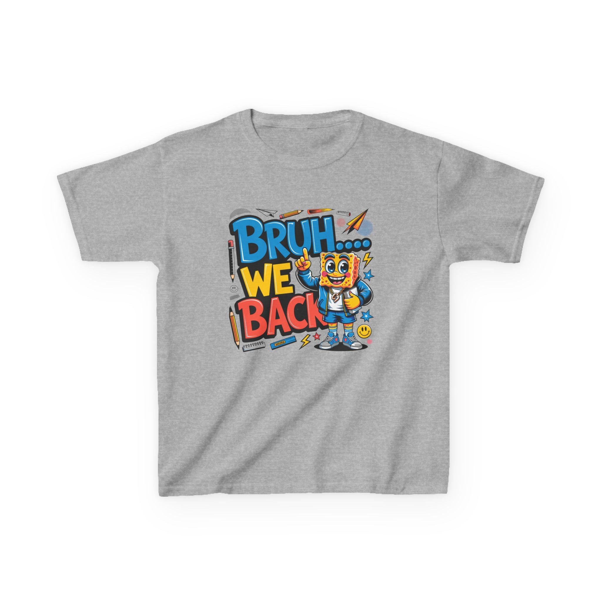 Kids Tee — "Bruh... We Back" Cartoon Sponge Graphic