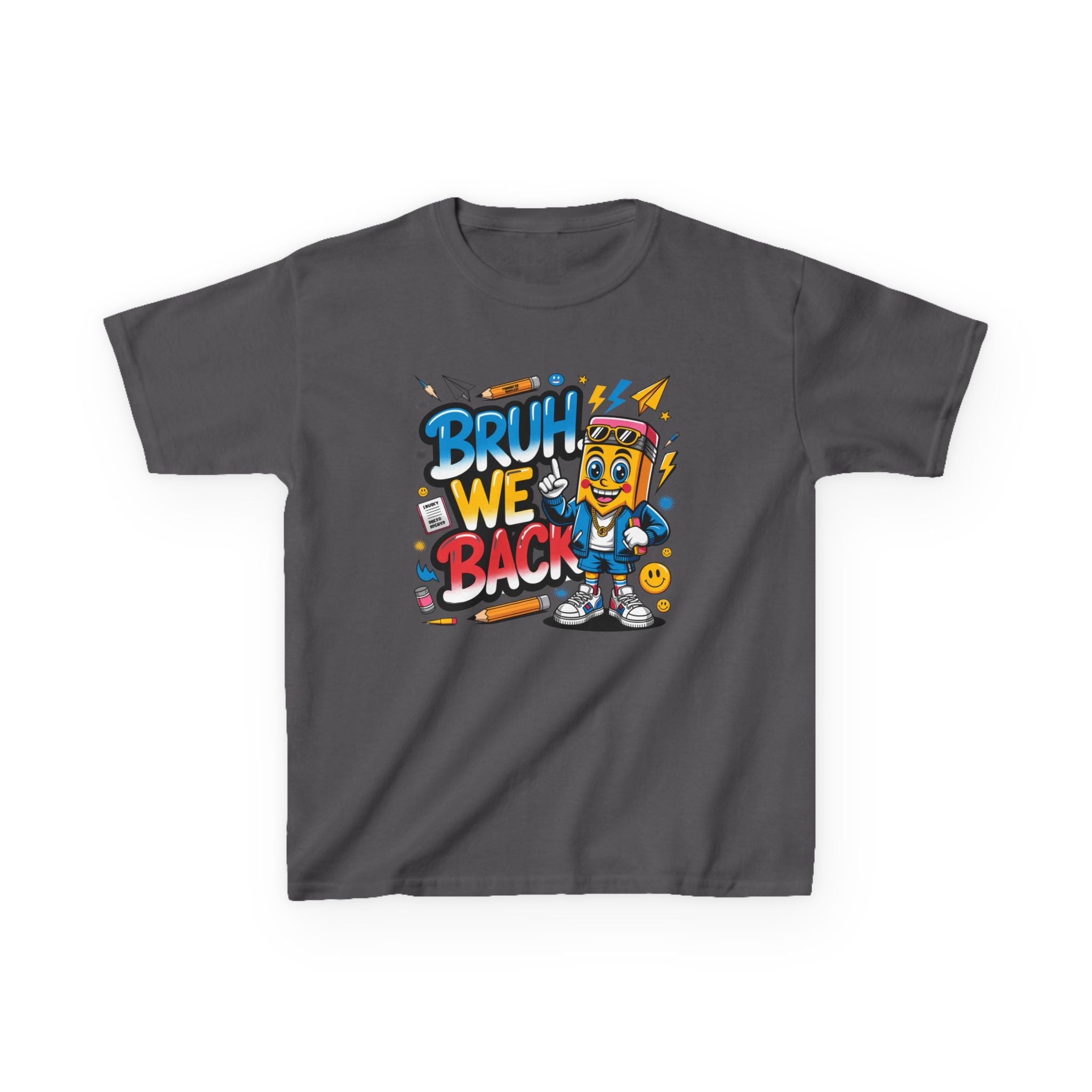 Kids T-Shirt — "Bruh We Back" Cartoon Graphic Tee