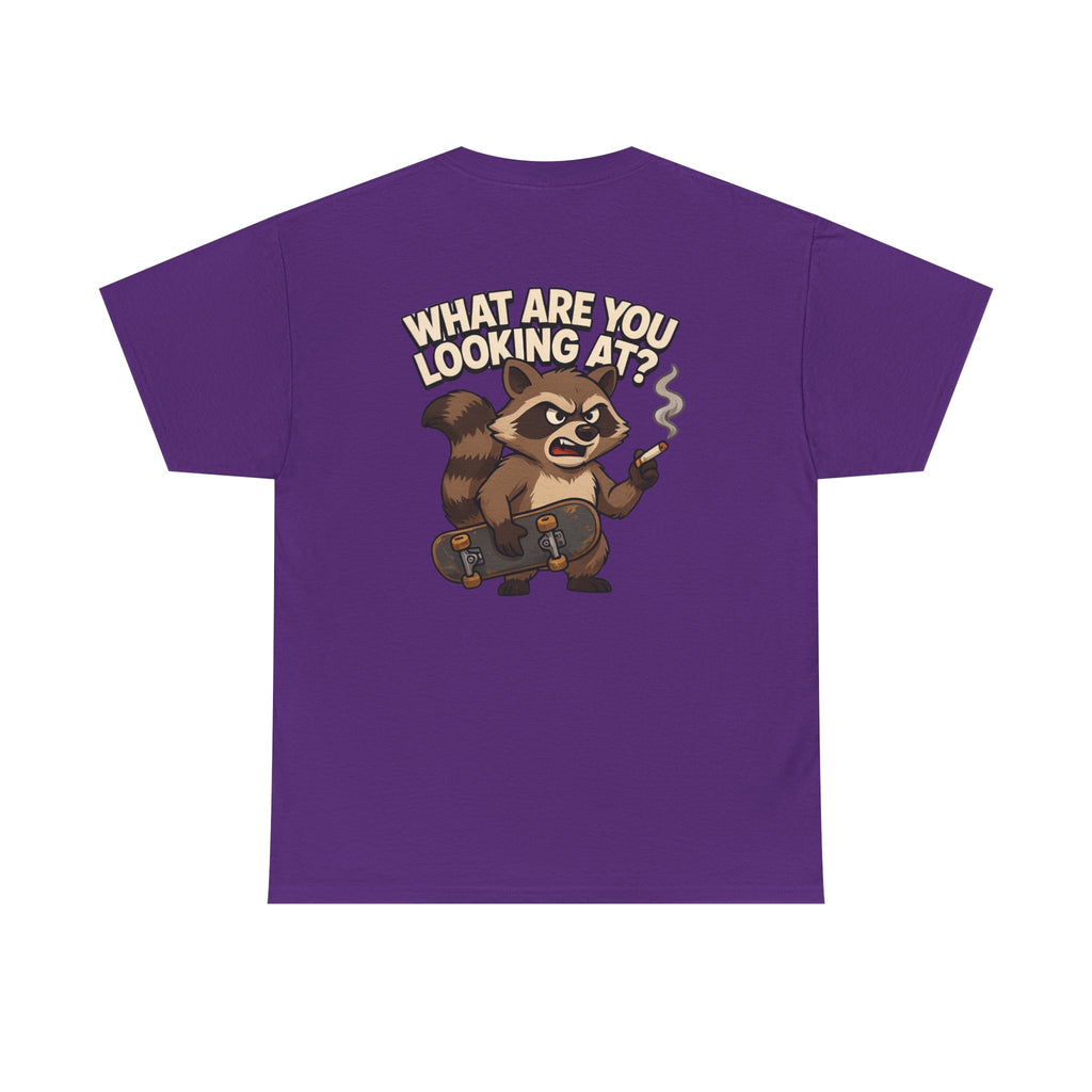 Graphic Tee — "What Are You Looking At?" Raccoon Illustration T-Shirt