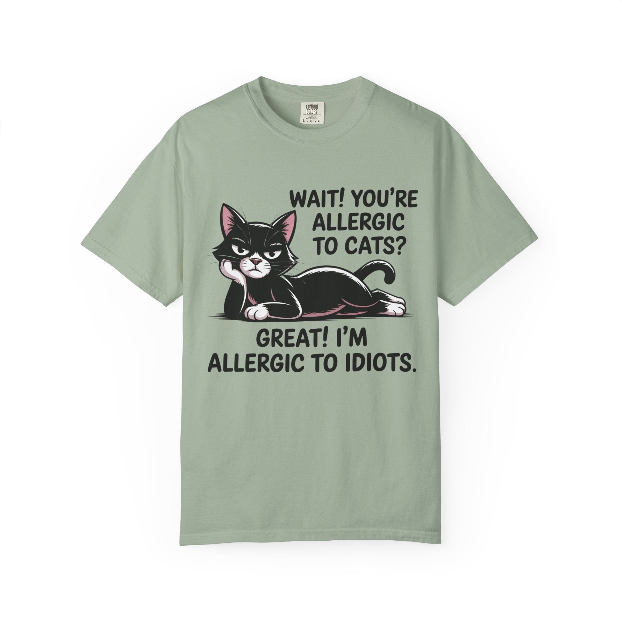 Funny Cat Lover T-Shirt — Allergic to Idiots Humor Gift Tee for Cat Moms