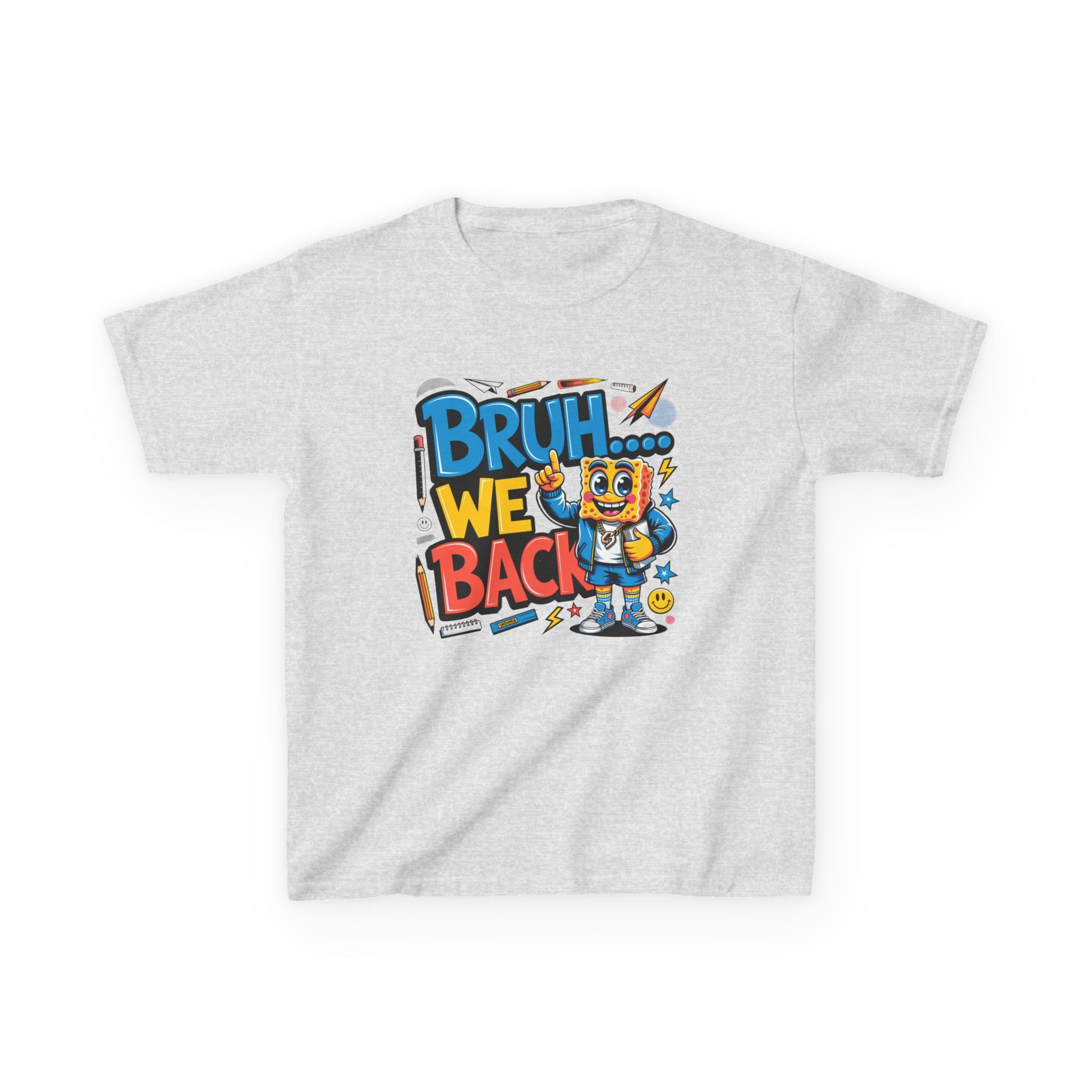 Kids Tee — "Bruh... We Back" Cartoon Sponge Graphic