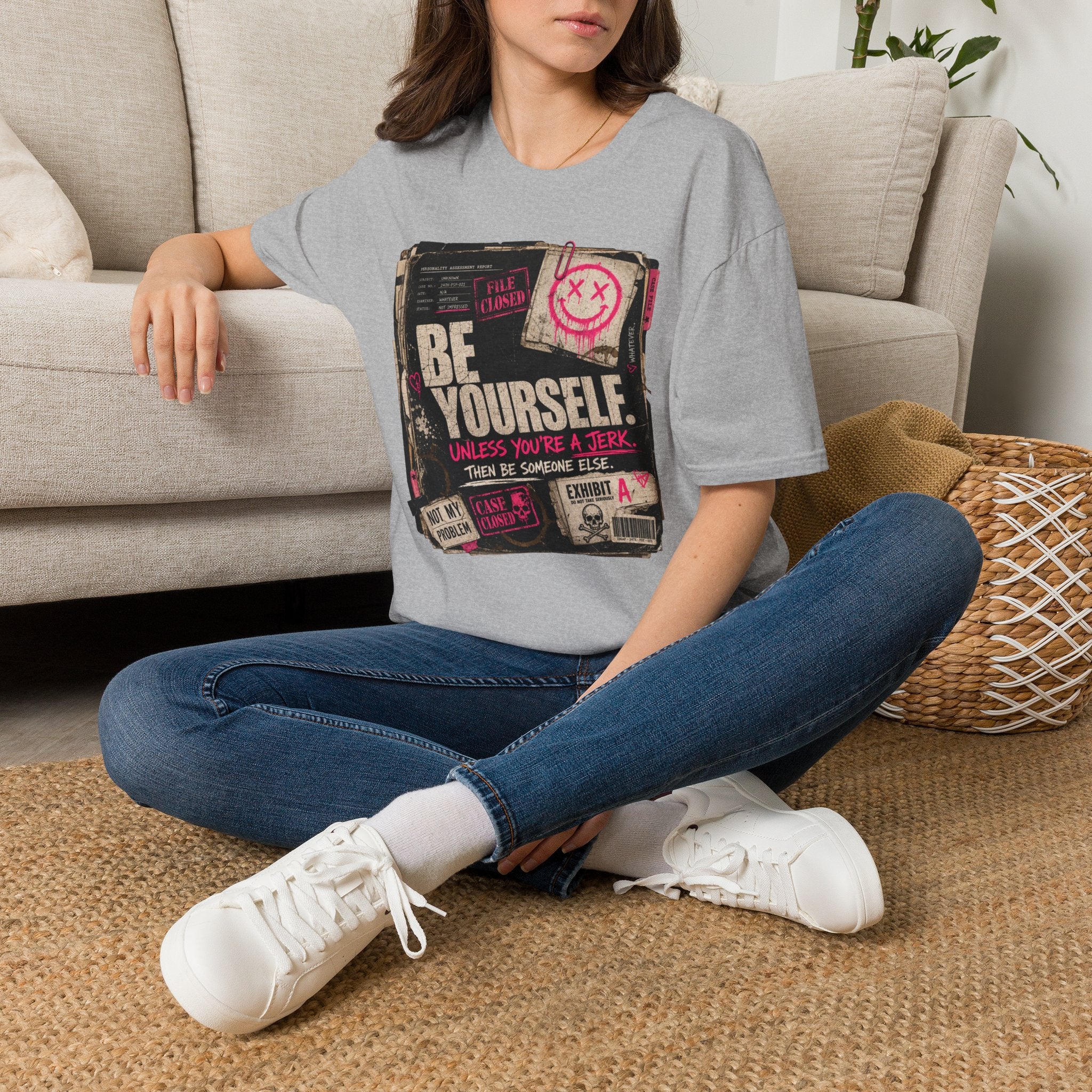 T‑Shirt — 'Be Yourself' Vintage Grunge Graphic Tee (Be Yourself, Unless You’re a Jerk)