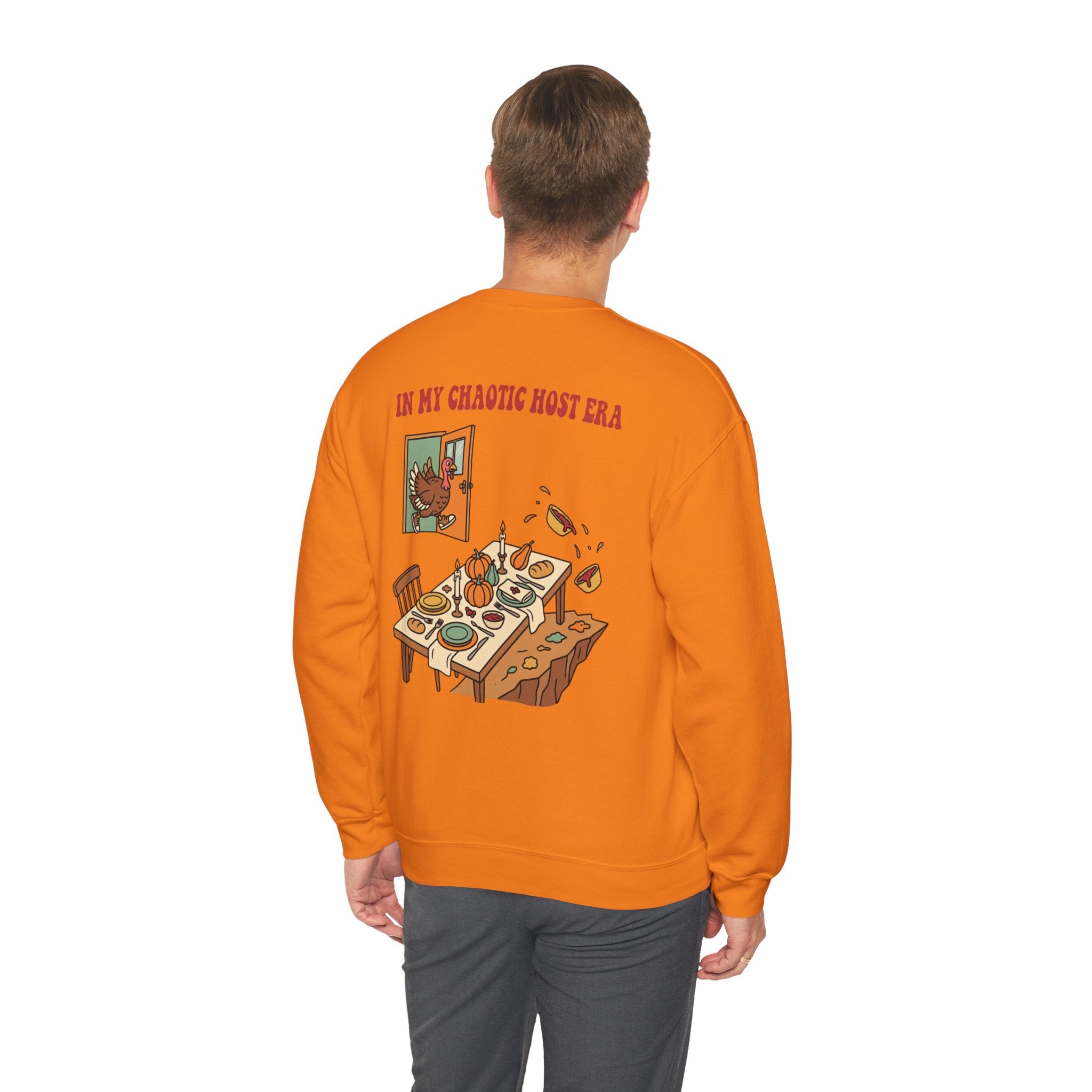 Funny Thanksgiving Host Crewneck Sweatshirt — My Table Seats 6 My Anxiety Seats 12 Gift Pullover