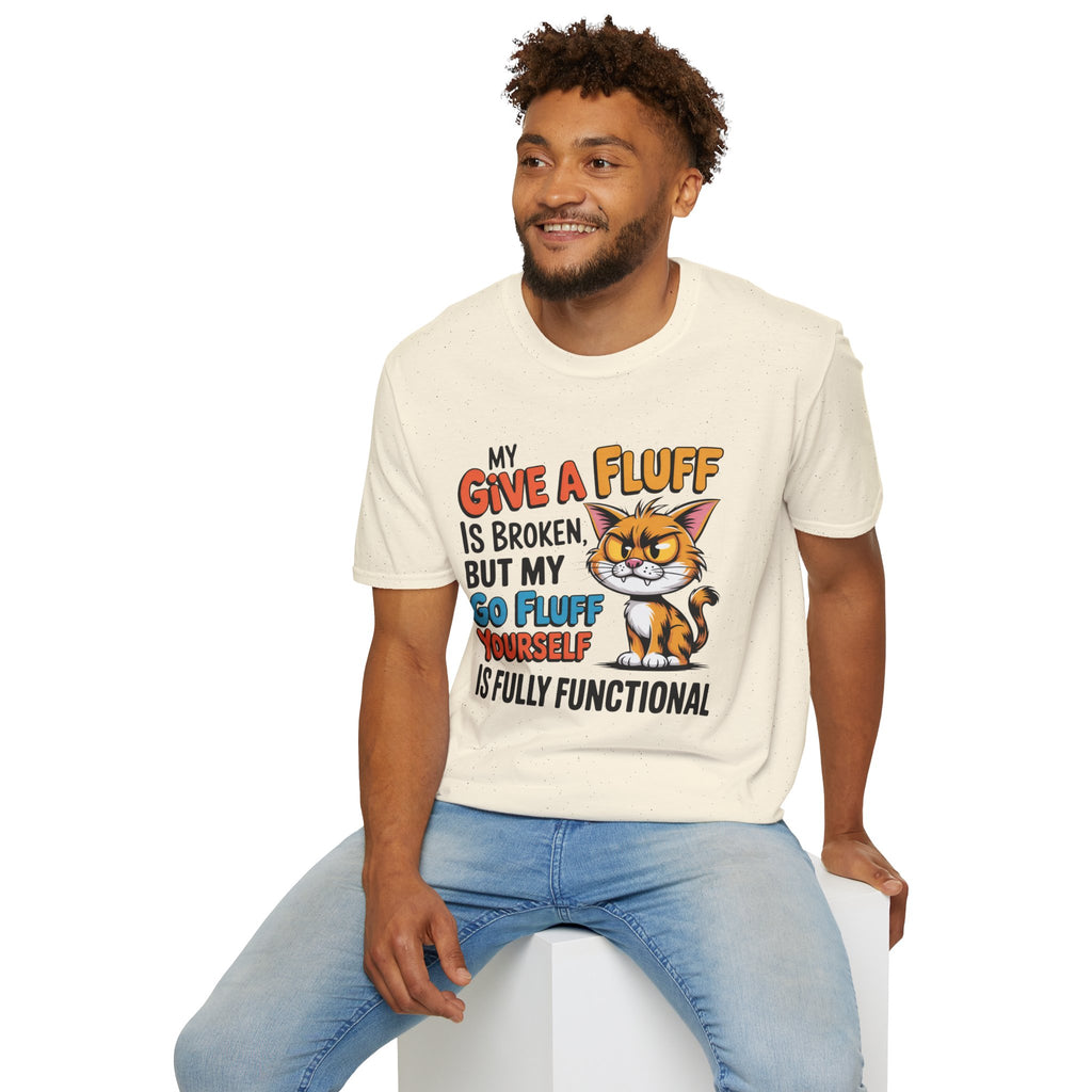 Cat Graphic T-Shirt — "My Give a Fluff Is Broken" Funny Cat Tee