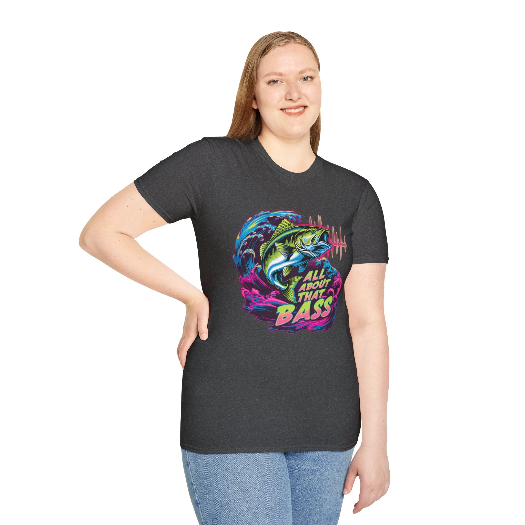 Bass Fishing T-Shirt — "All About That Bass" Retro Wave Graphic