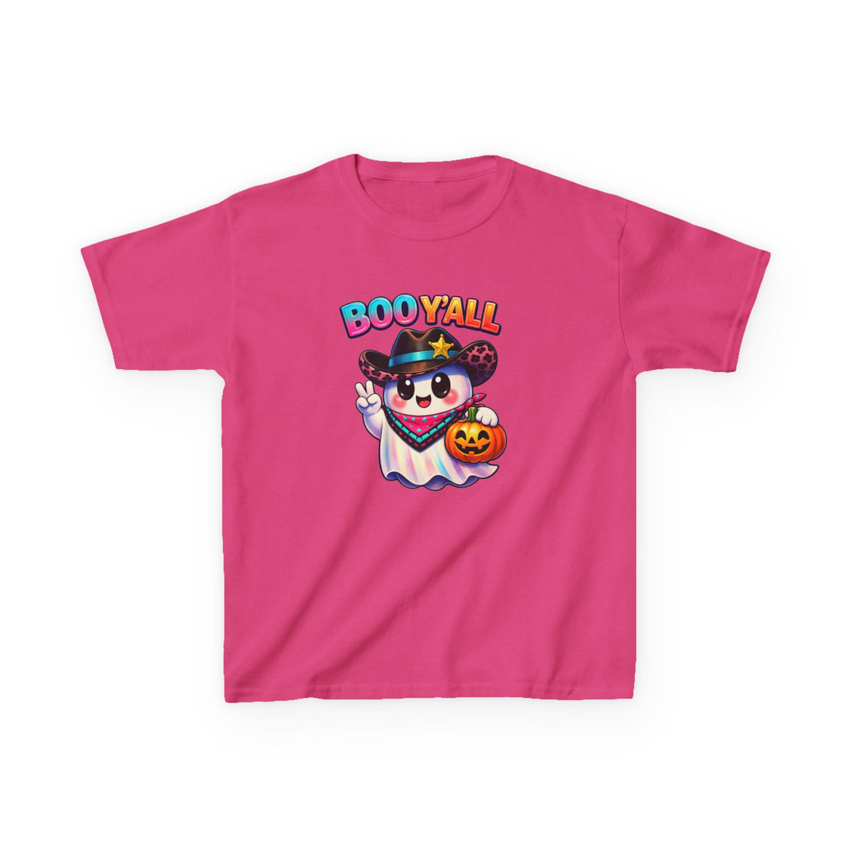 Kids Tee — 'Boo Y'all' Ghost Cowboy Halloween Shirt