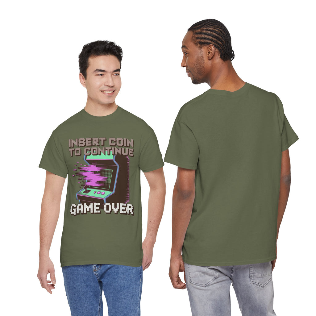 Funny Gamer T-Shirt — Insert Coin to Continue Retro Arcade Gift Tee for Men Women