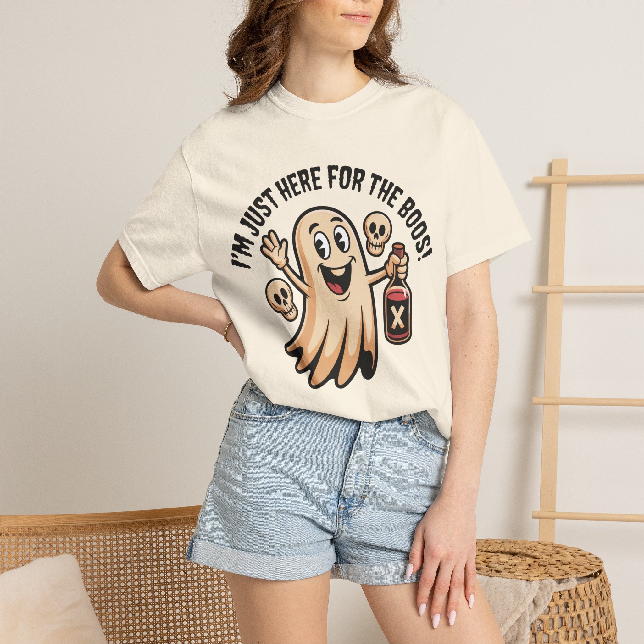 Halloween Ghost T‑Shirt — "I'm Just Here for the Boos!" Funny Party Tee